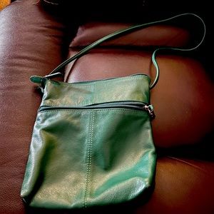Green leather shoulder bag